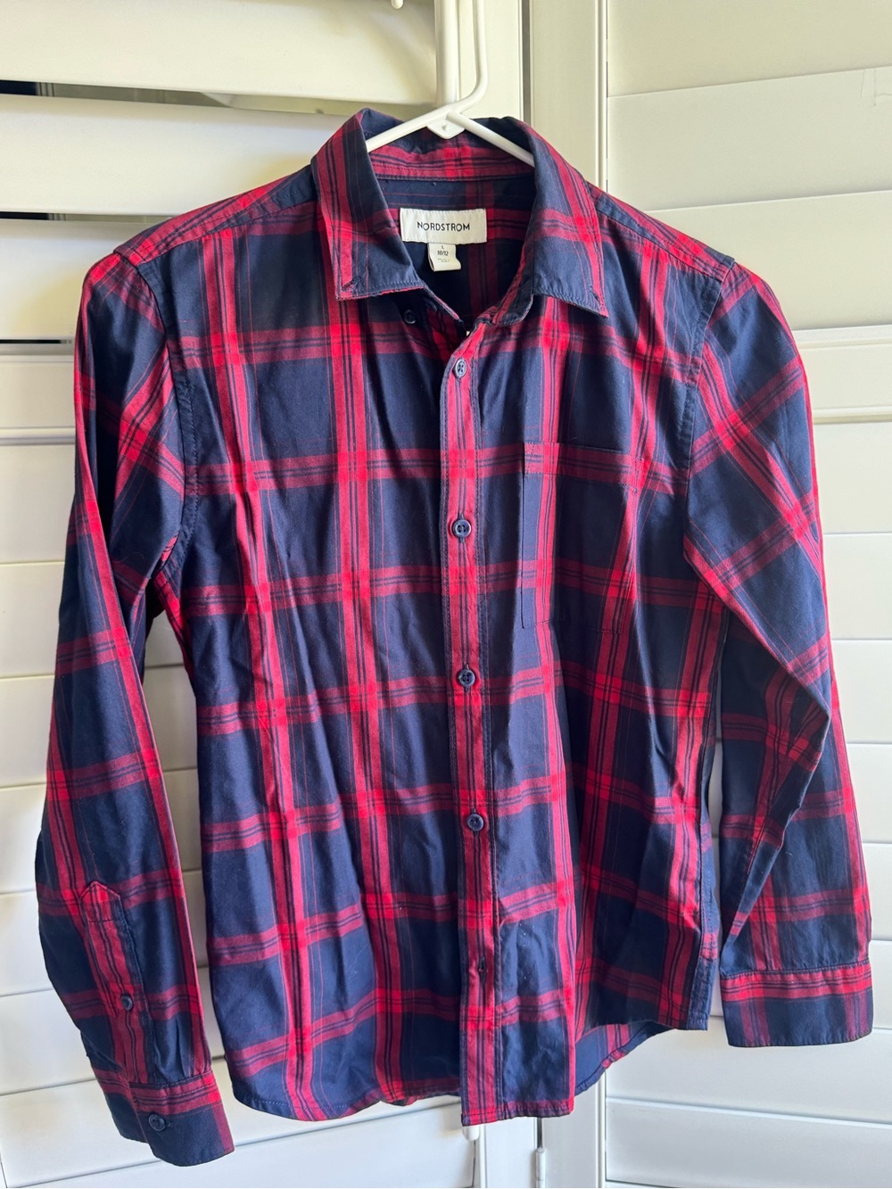 Nordstrom kids Red and Navy Plaid Button-Down Shirt